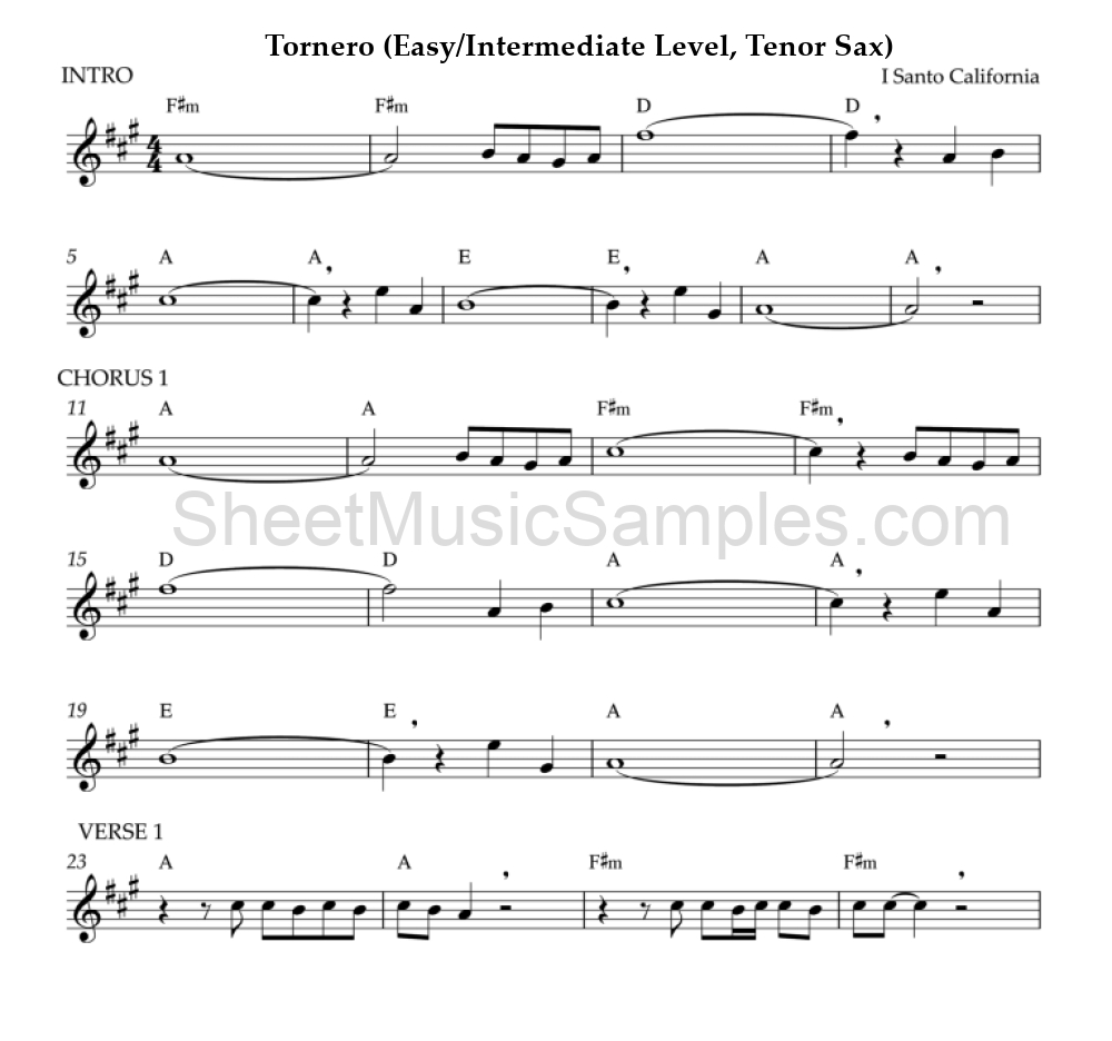 Tornero (Easy/Intermediate Level, Tenor Sax)