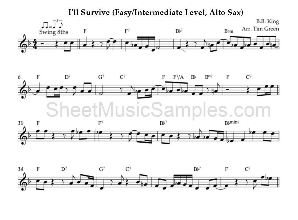 I'll Survive (Easy/Intermediate Level, Alto Sax)