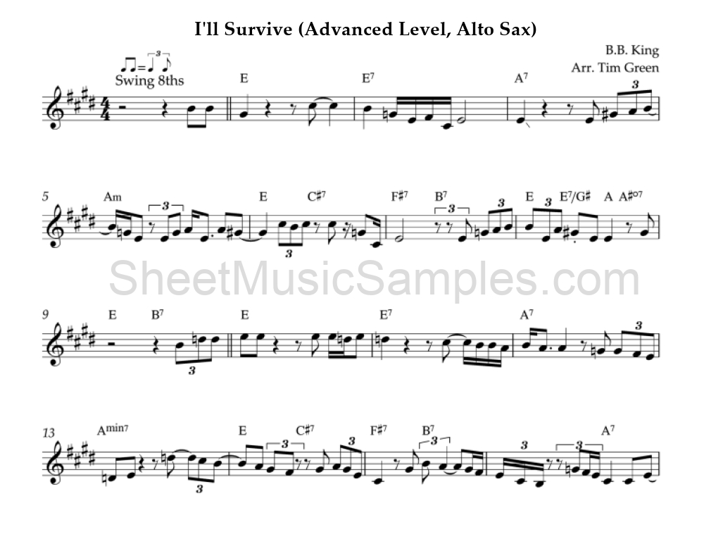 I'll Survive (Advanced Level, Alto Sax)