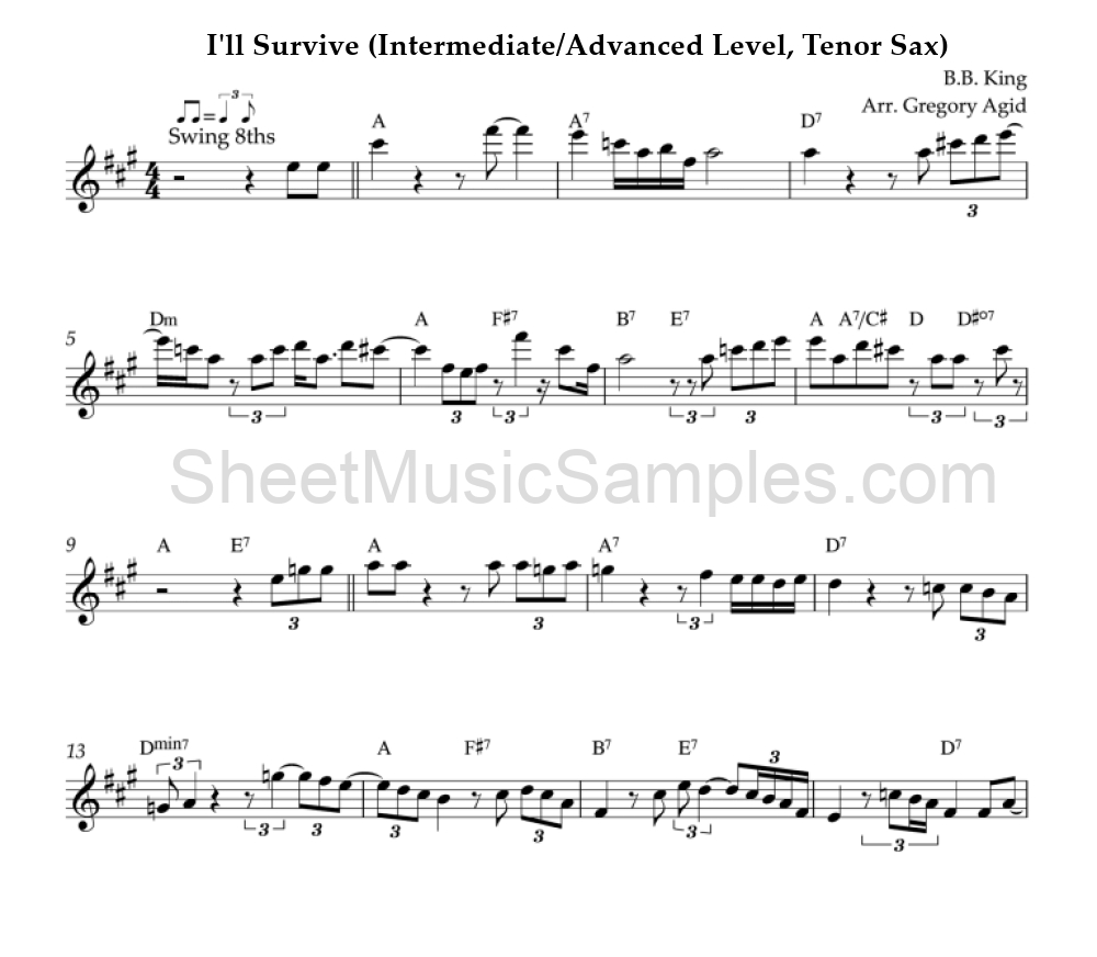 I'll Survive (Intermediate/Advanced Level, Tenor Sax)