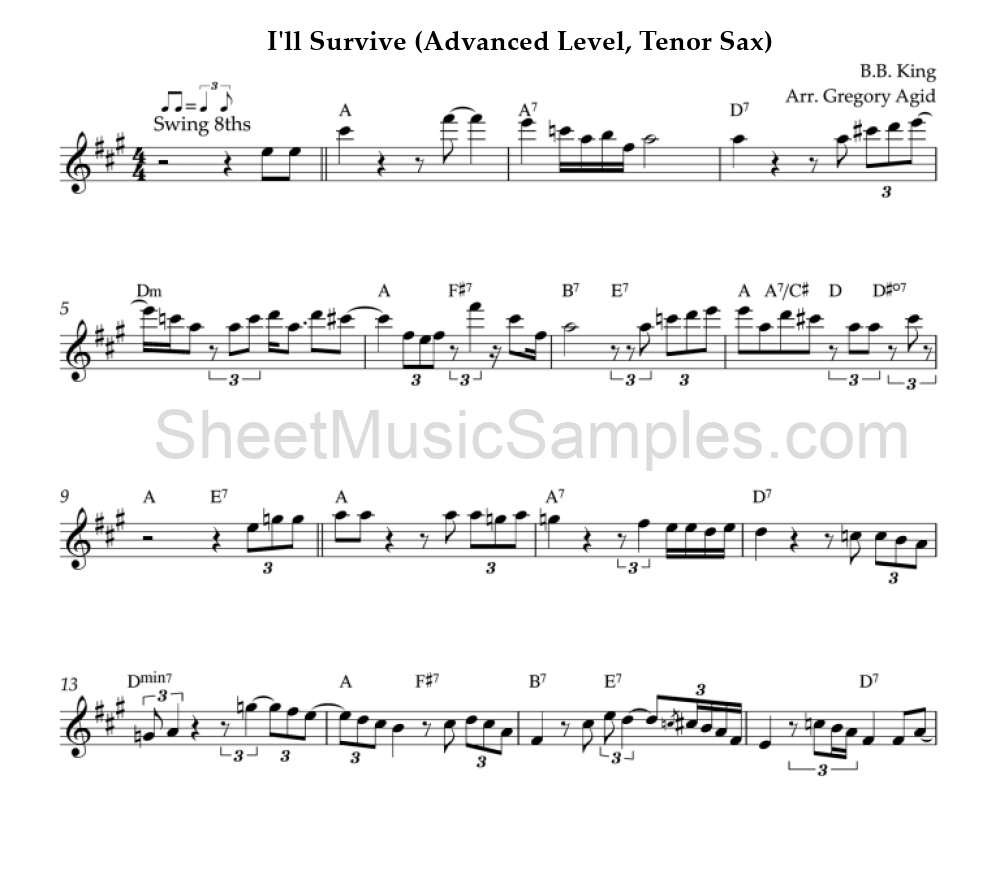 I'll Survive (Advanced Level, Tenor Sax)