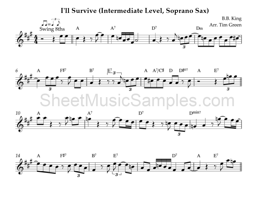 I'll Survive (Intermediate Level, Soprano Sax)