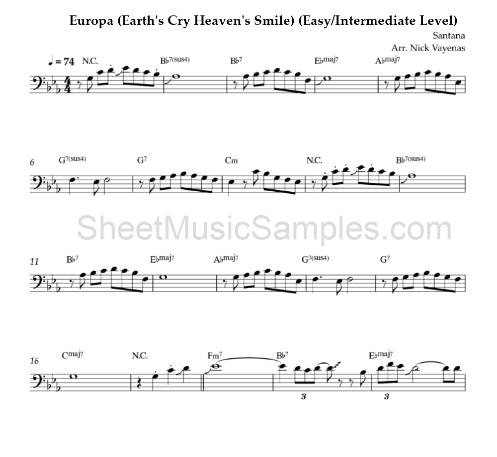 Europa (Earth's Cry Heaven's Smile) (Easy/Intermediate Level)