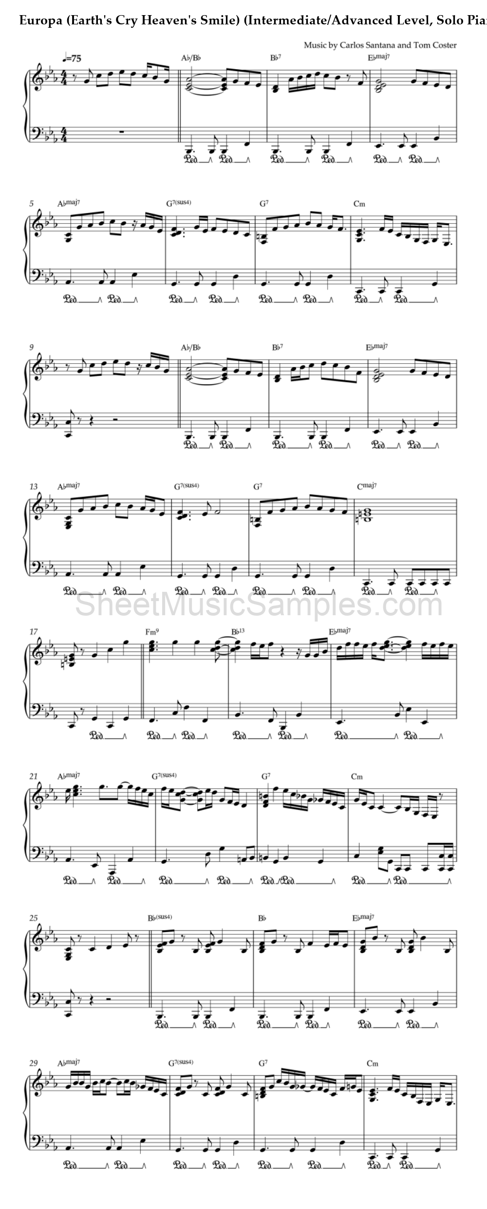 Europa (Earth's Cry Heaven's Smile) (Intermediate/Advanced Level, Solo Piano)