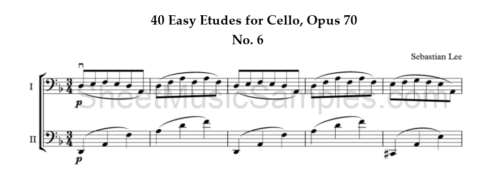 40 Easy Etudes for Cello, Opus 70 - No. 6