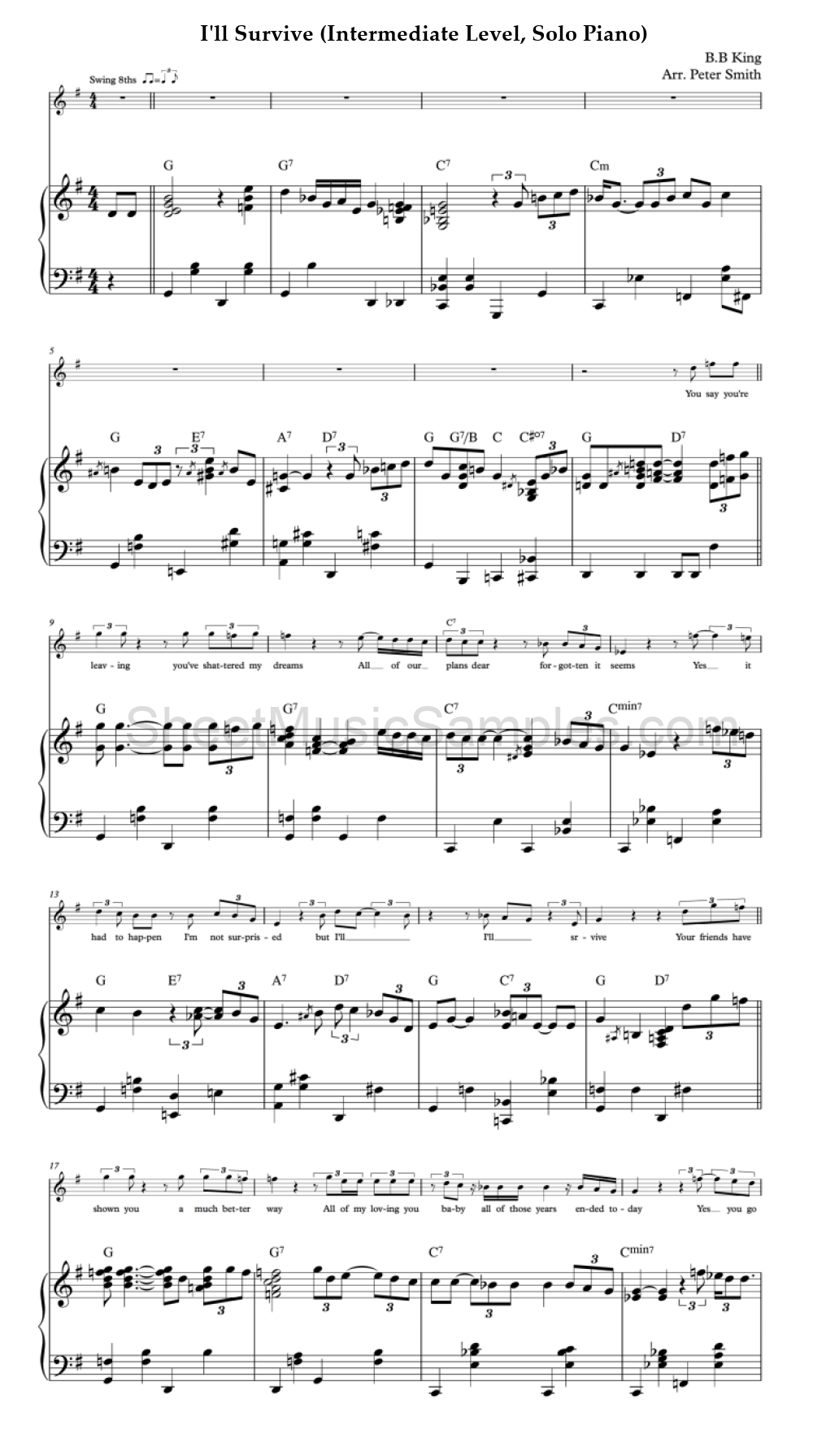 I'll Survive (Intermediate Level, Solo Piano)