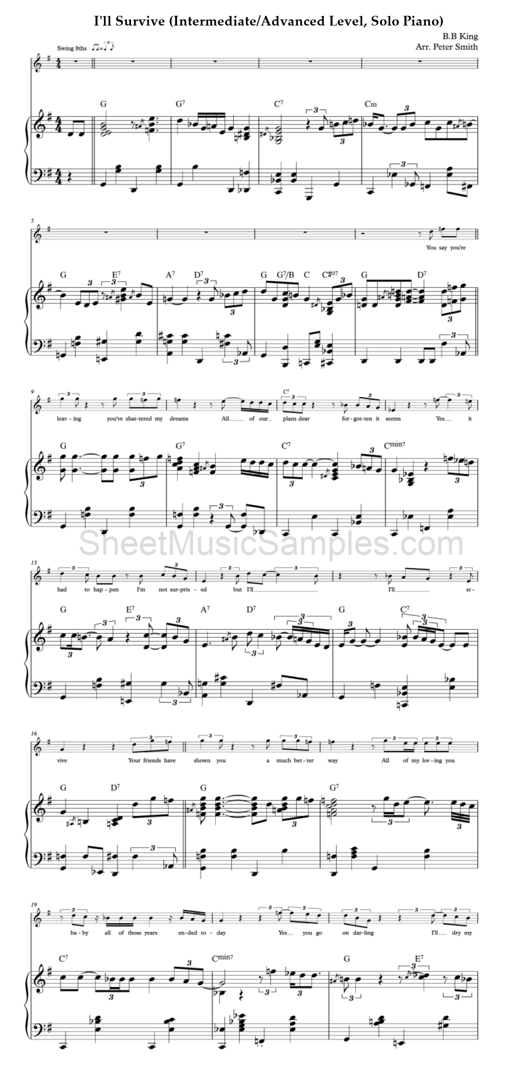 I'll Survive (Intermediate/Advanced Level, Solo Piano)