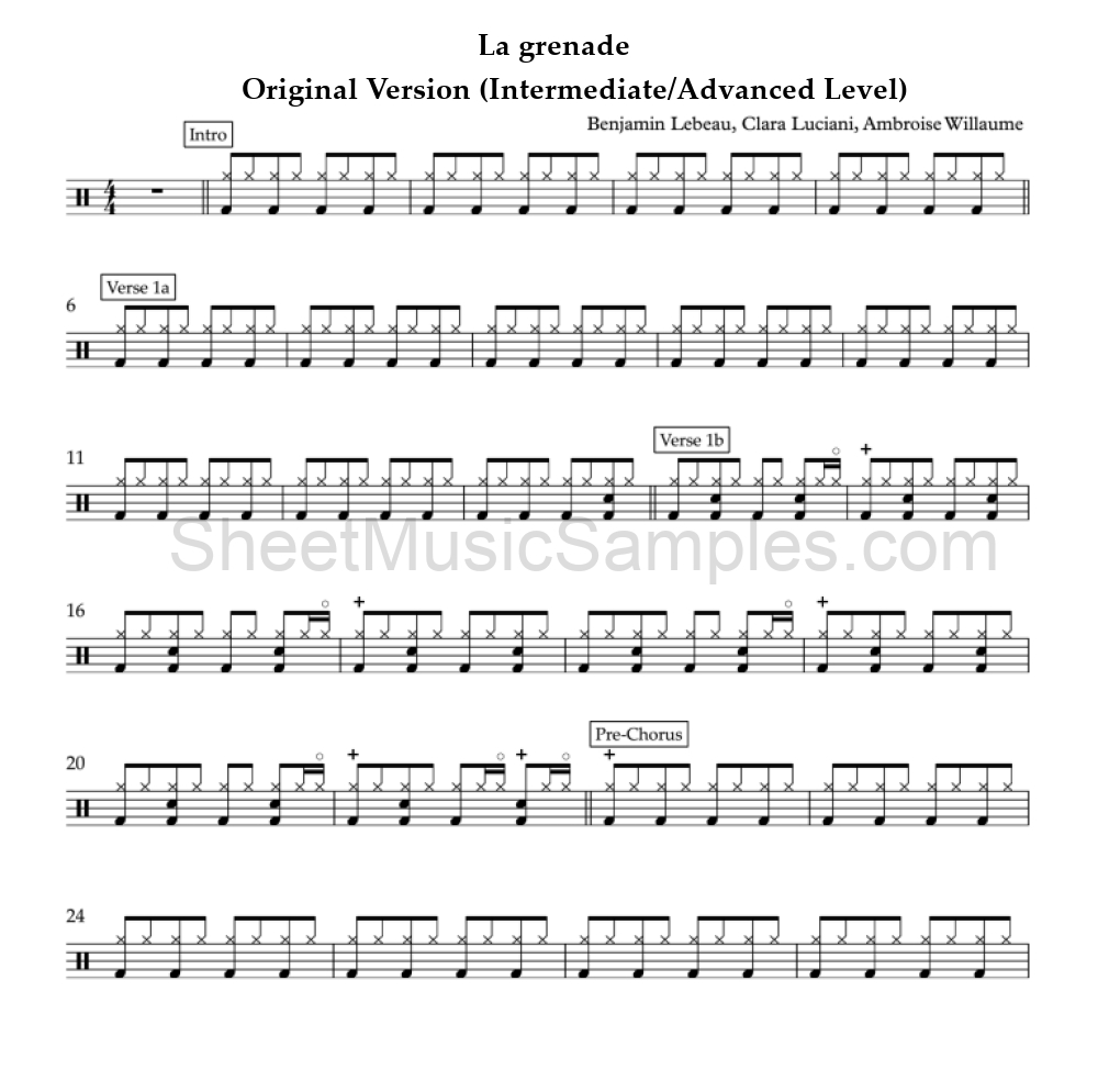 La grenade - Original Version (Intermediate/Advanced Level)