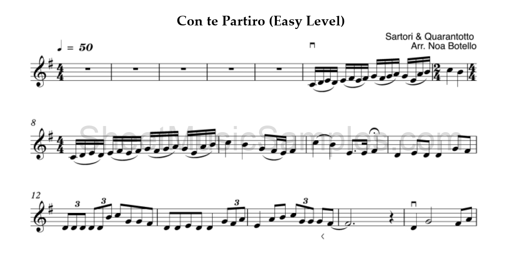 Con te Partiro (Easy Level)