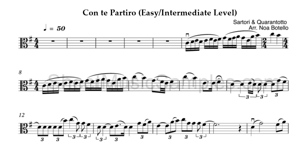 Con te Partiro (Easy/Intermediate Level)