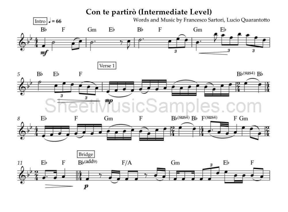 Con te partirò (Intermediate Level)