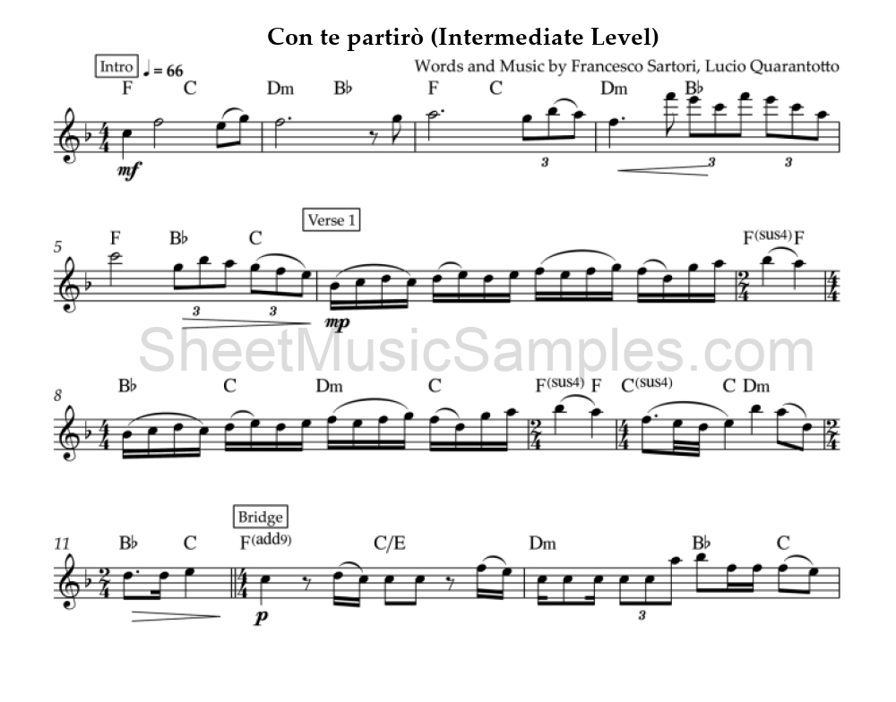 Con te partirò (Intermediate Level)