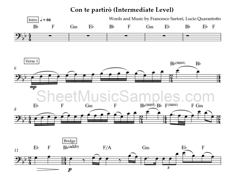 Con te partirò (Intermediate Level)