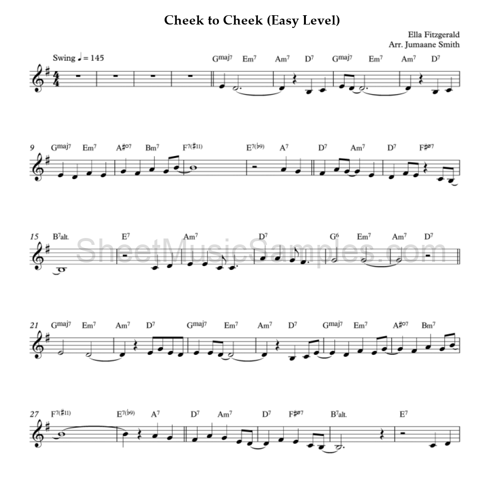 Cheek to Cheek (Easy Level)