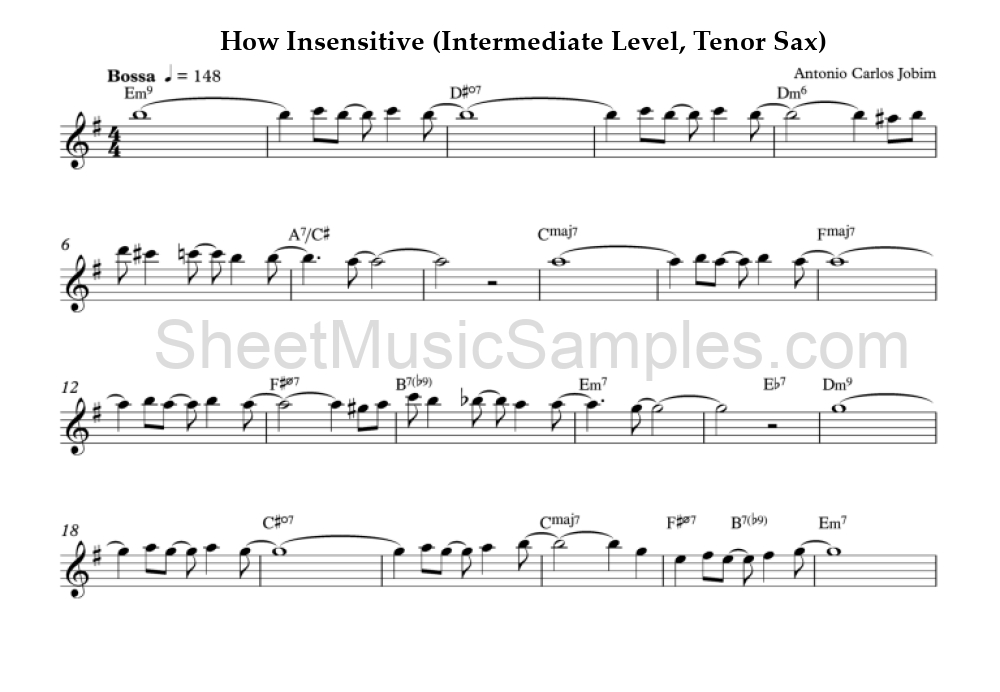 How Insensitive (Intermediate Level, Tenor Sax)