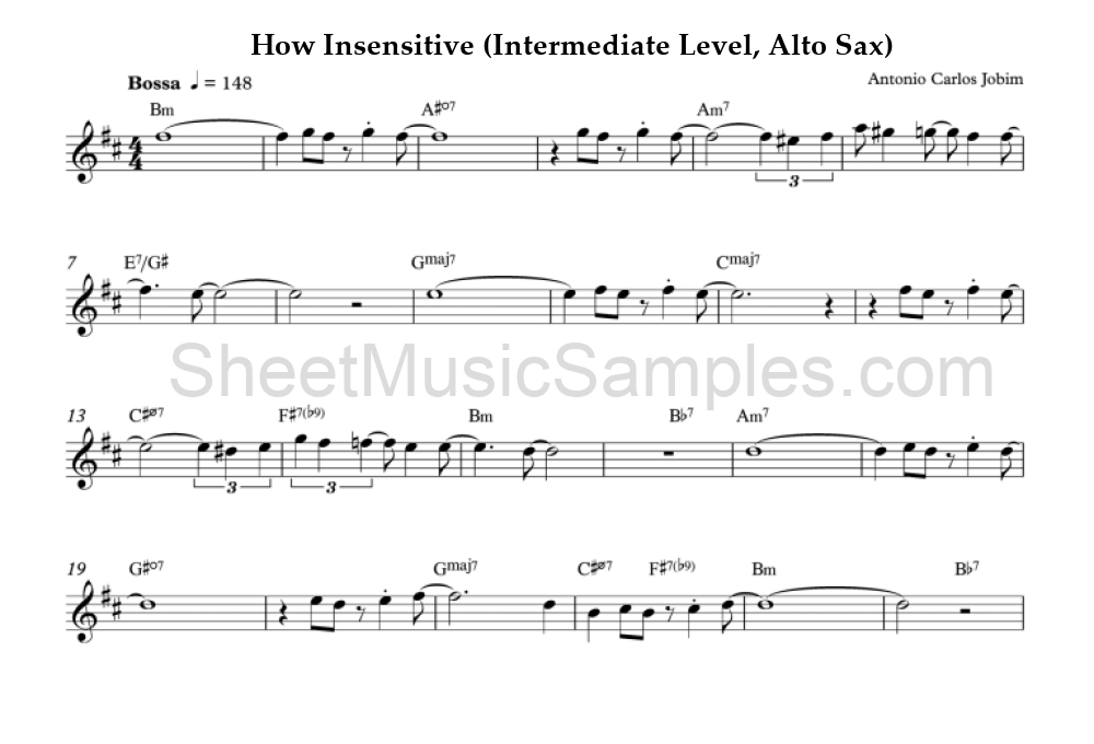 How Insensitive (Intermediate Level, Alto Sax)