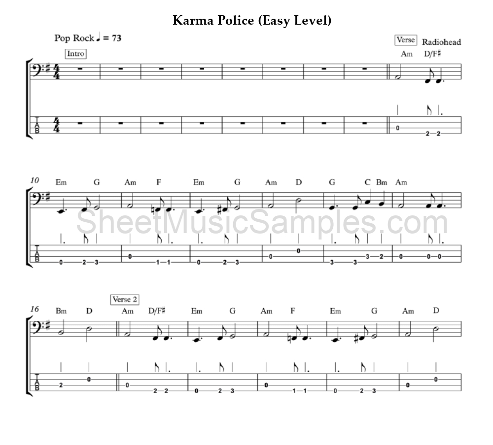 Karma Police (Easy Level)