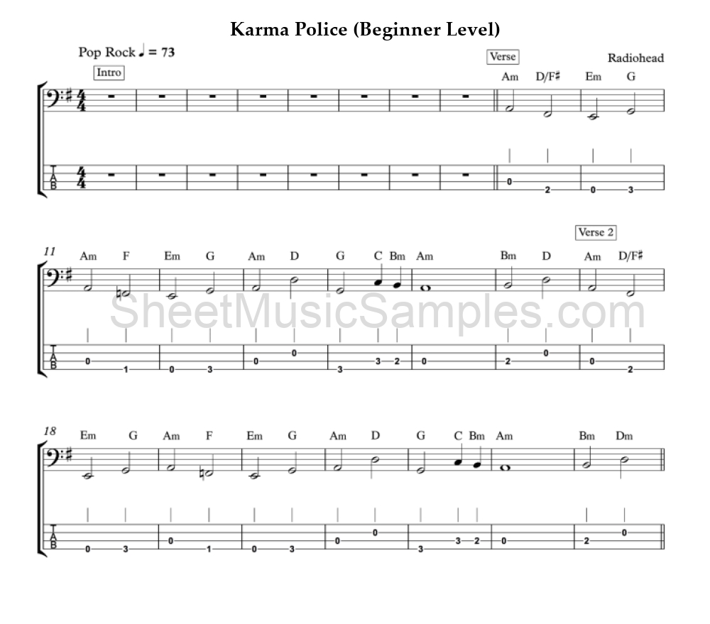 Karma Police (Beginner Level)