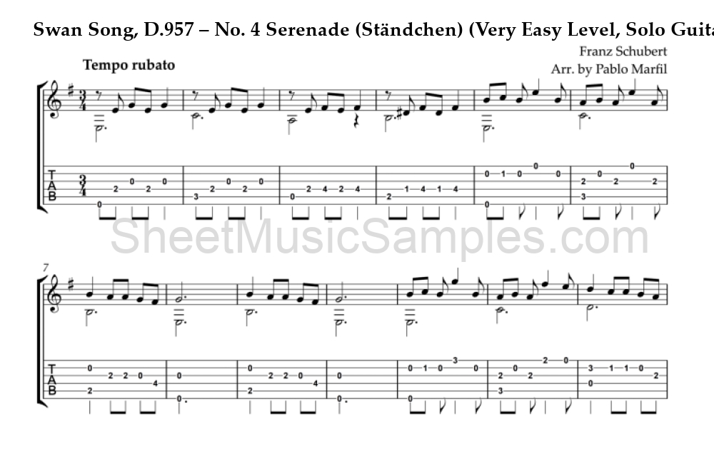 Swan Song, D.957 – No. 4 Serenade (Ständchen) (Very Easy Level, Solo Guitar)