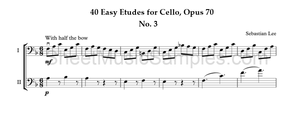 40 Easy Etudes for Cello, Opus 70 - No. 3