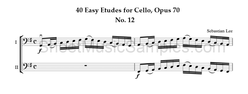 40 Easy Etudes for Cello, Opus 70 - No. 12