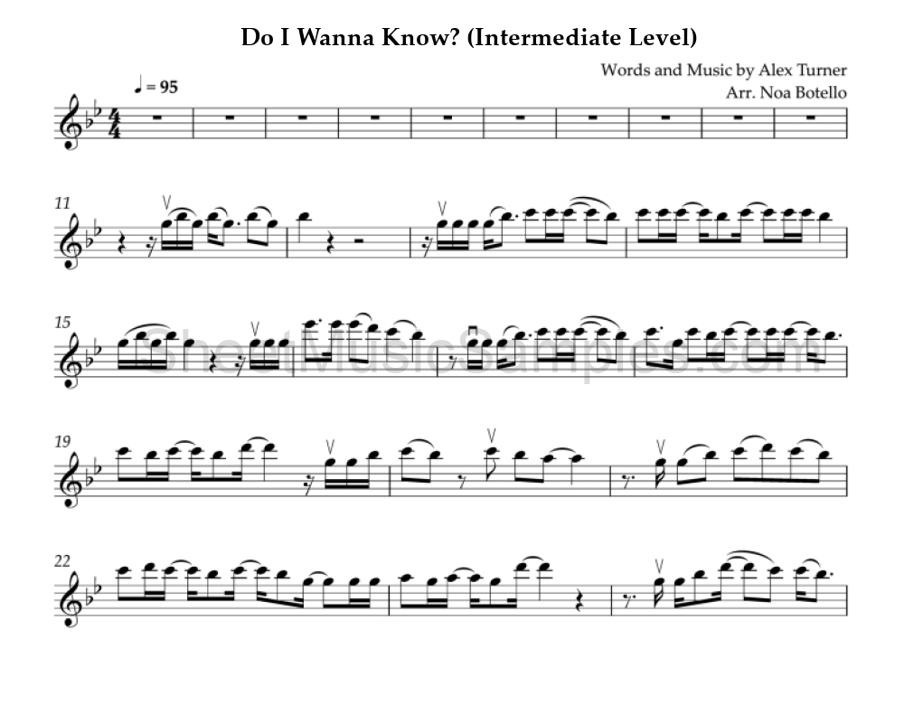 Do I Wanna Know? (Intermediate Level)