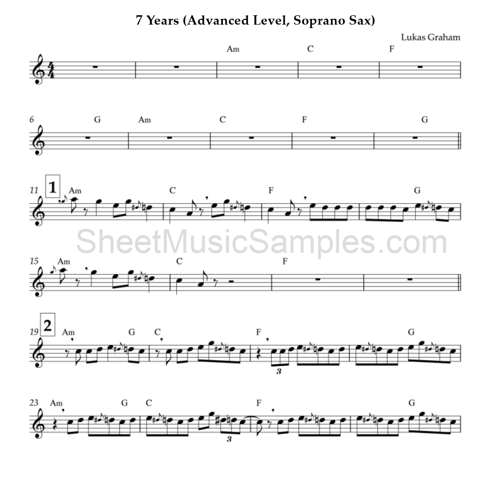 7 Years (Advanced Level, Soprano Sax)