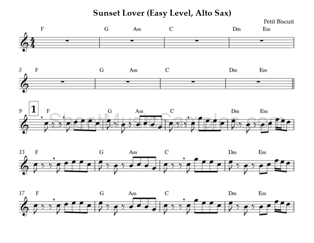 Sunset Lover (Easy Level, Alto Sax)