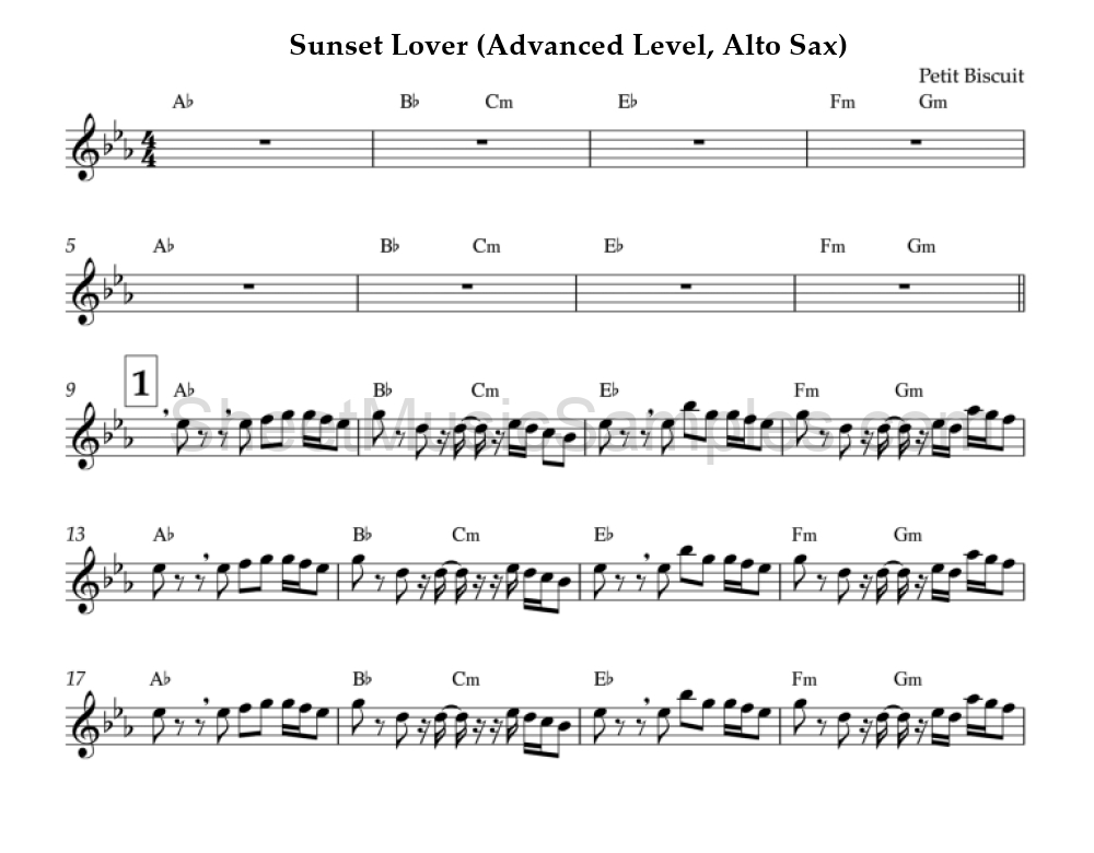 Sunset Lover (Advanced Level, Alto Sax)