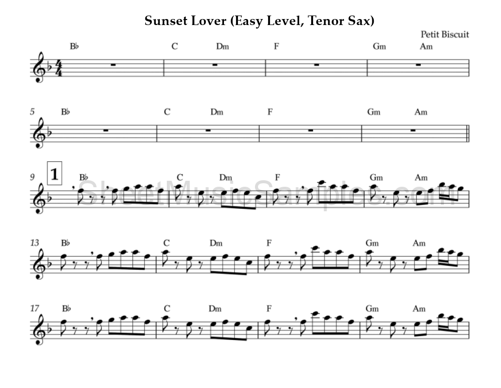 Sunset Lover (Easy Level, Tenor Sax)