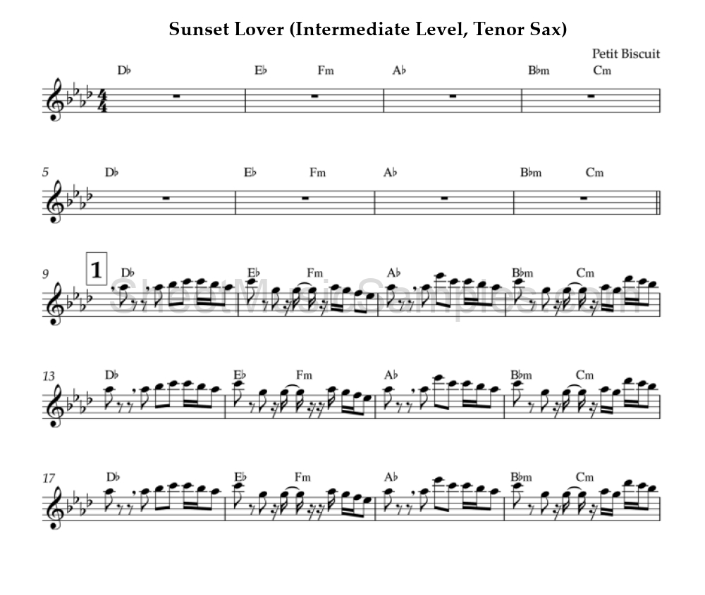 Sunset Lover (Intermediate Level, Tenor Sax)