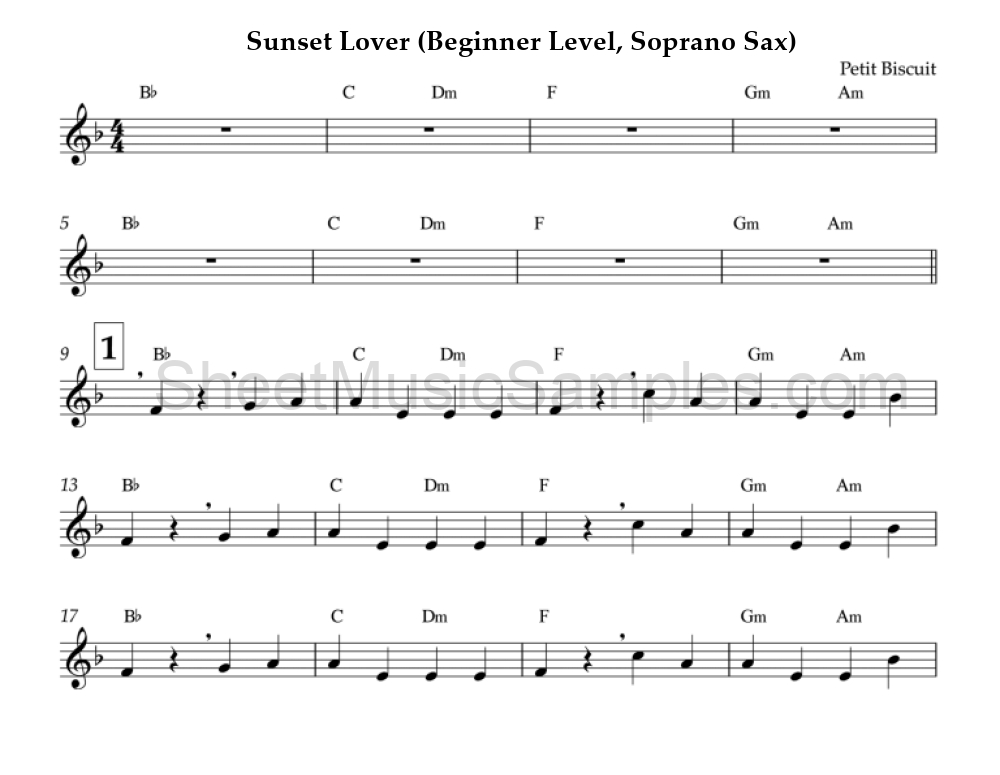 Sunset Lover (Beginner Level, Soprano Sax)