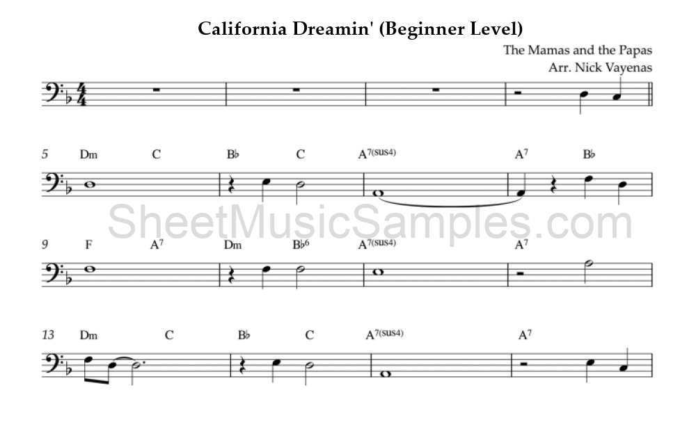 California Dreamin' (Beginner Level)