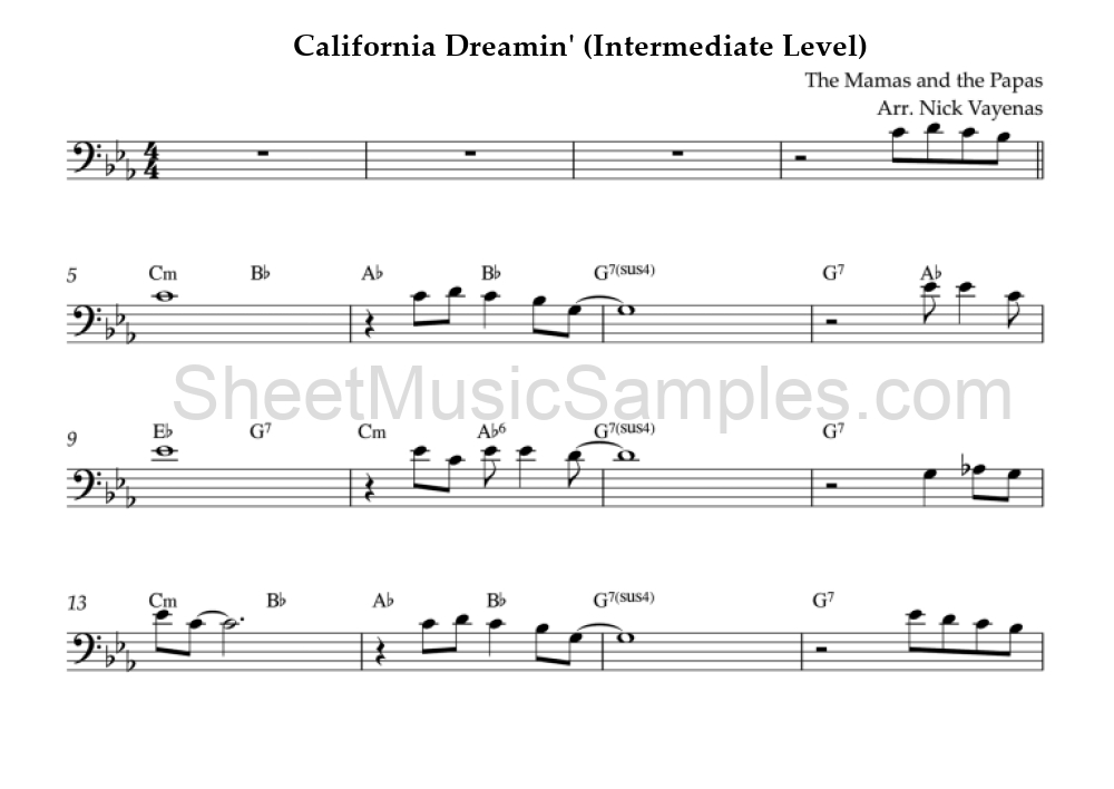 California Dreamin' (Intermediate Level)