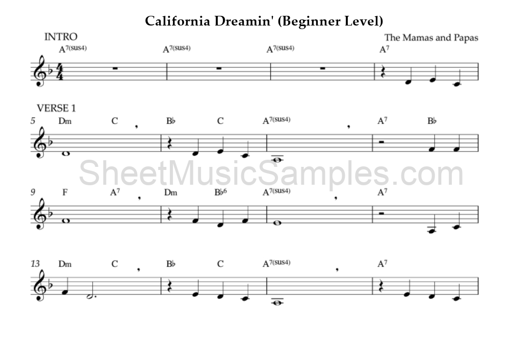 California Dreamin' (Beginner Level)