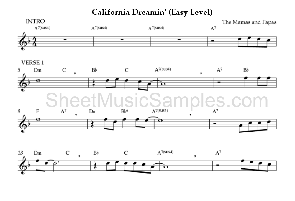 California Dreamin' (Easy Level)