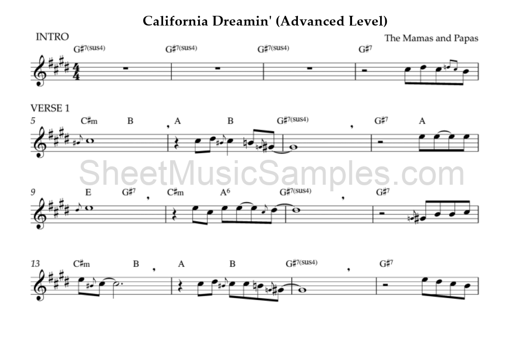 California Dreamin' (Advanced Level)