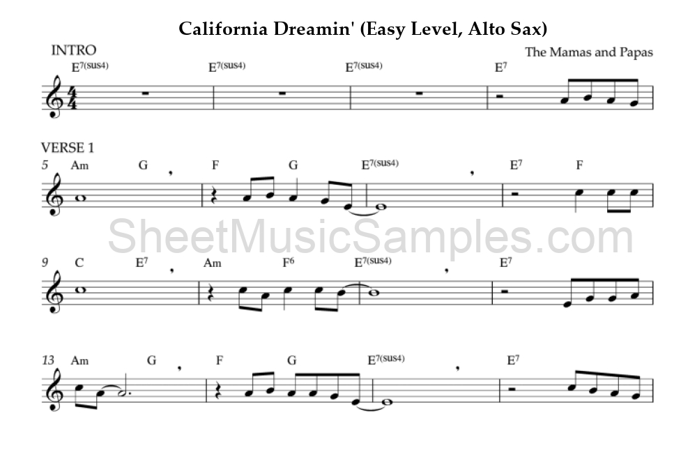 California Dreamin' (Easy Level, Alto Sax)