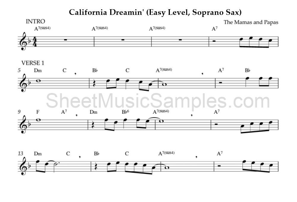 California Dreamin' (Easy Level, Soprano Sax)