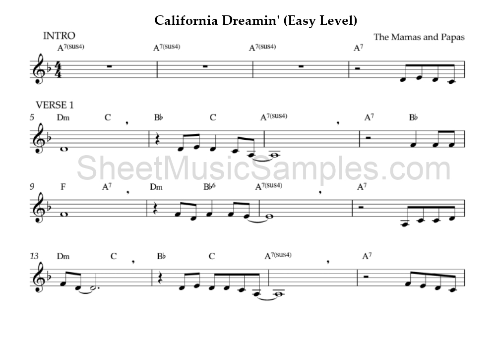 California Dreamin' (Easy Level)