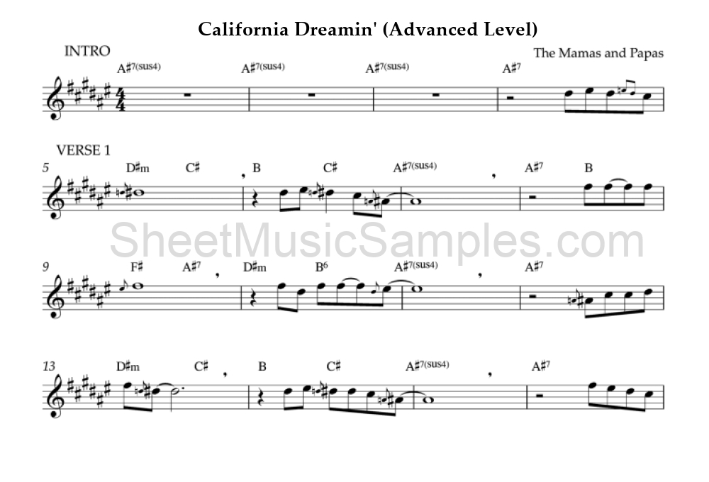 California Dreamin' (Advanced Level)