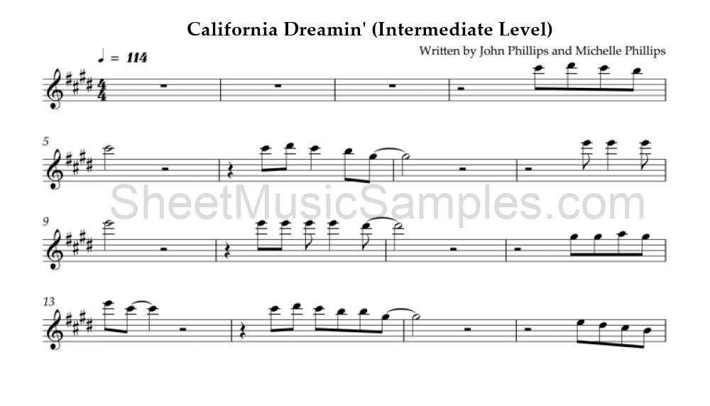 California Dreamin' (Intermediate Level)