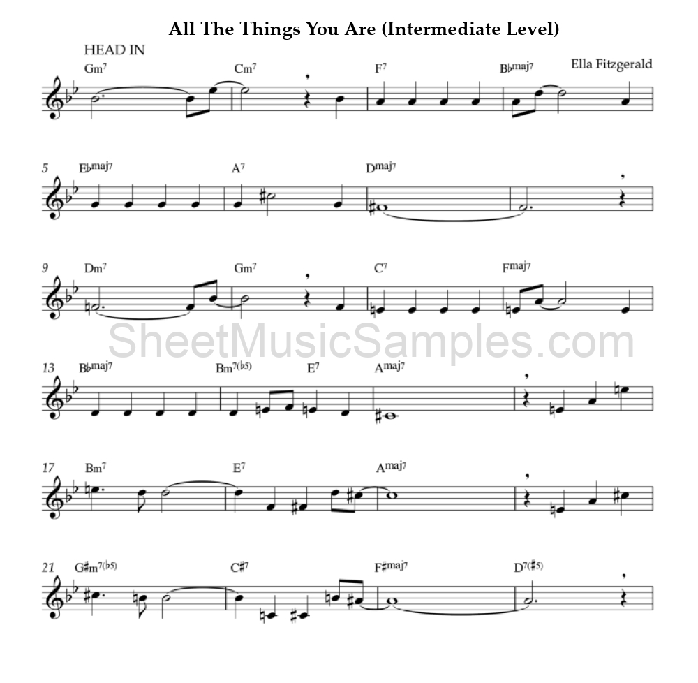 All The Things You Are (Intermediate Level)