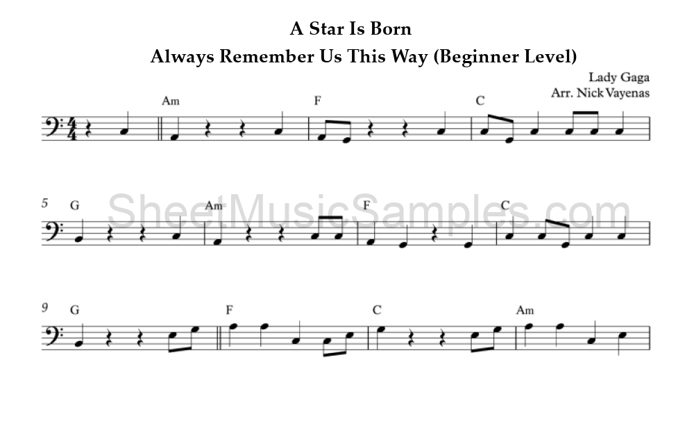 A Star Is Born - Always Remember Us This Way (Beginner Level)