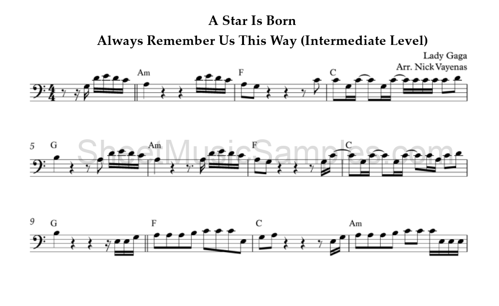 A Star Is Born - Always Remember Us This Way (Intermediate Level)