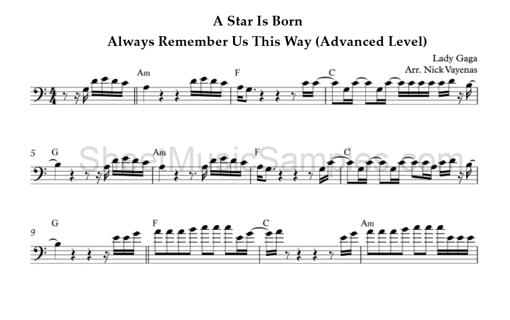 A Star Is Born - Always Remember Us This Way (Advanced Level)