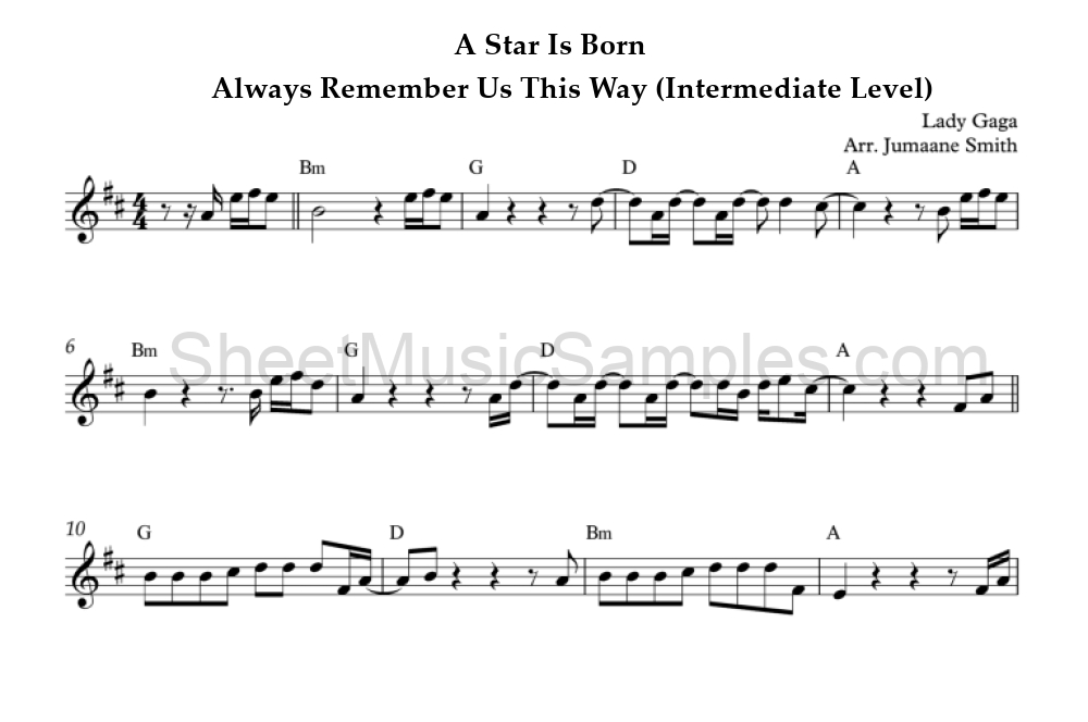 A Star Is Born - Always Remember Us This Way (Intermediate Level)