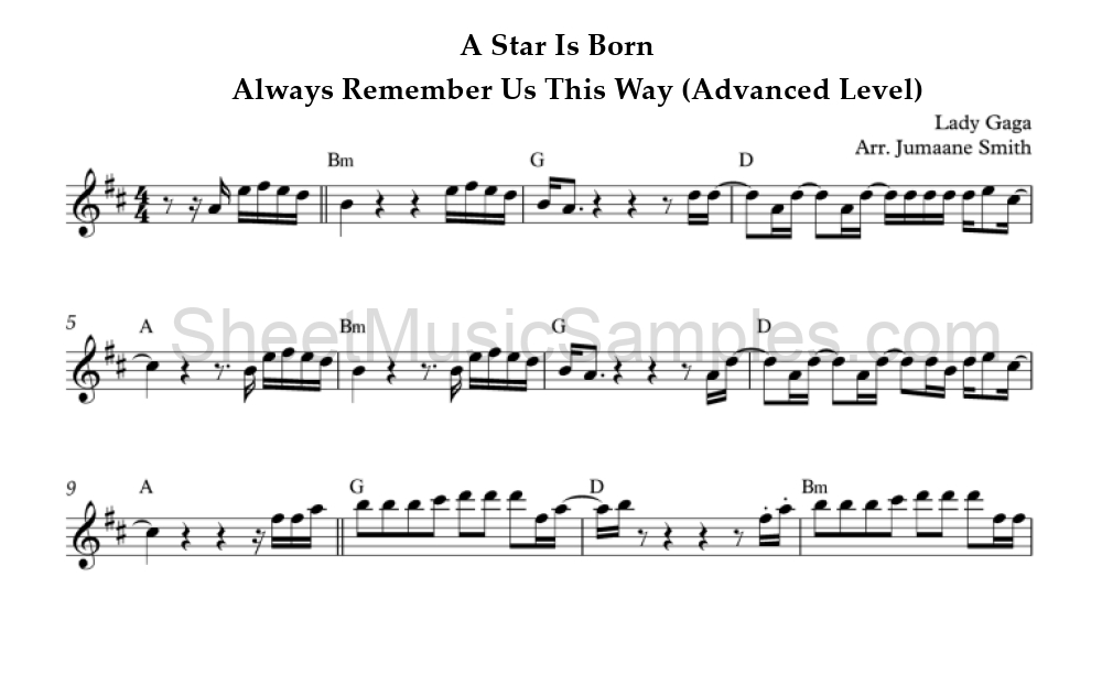 A Star Is Born - Always Remember Us This Way (Advanced Level)