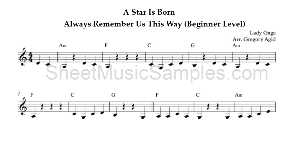 A Star Is Born - Always Remember Us This Way (Beginner Level)