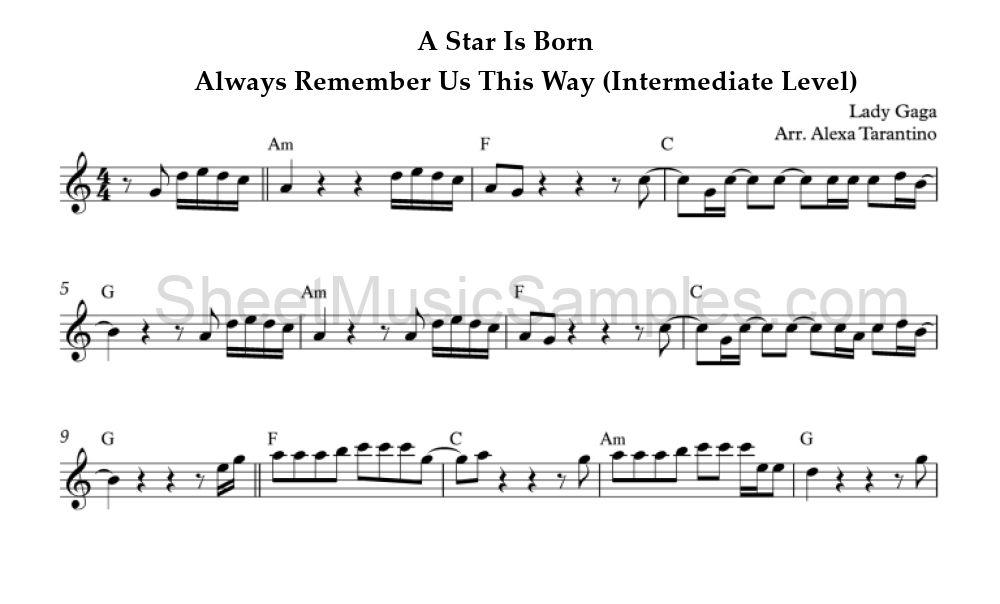 A Star Is Born - Always Remember Us This Way (Intermediate Level)